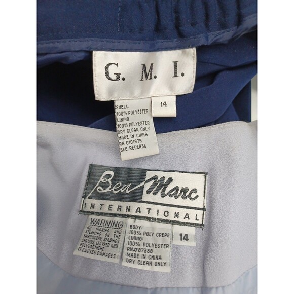Ben Marc / G. M. I. Herringbone Suit Set Jacket Skirt Sz 14 Lavander Navyblue - Picture 7 of 7